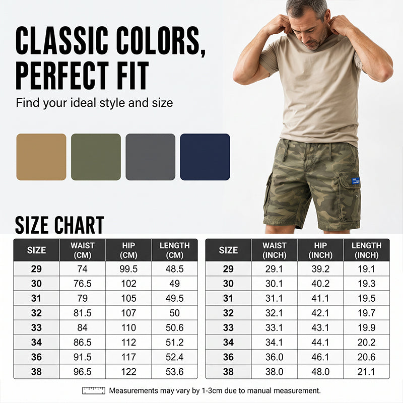 ✨ Men's Casual Relaxed Fit Cargo Shorts – Multi-Pockets, Breathable, Rugged 🌲