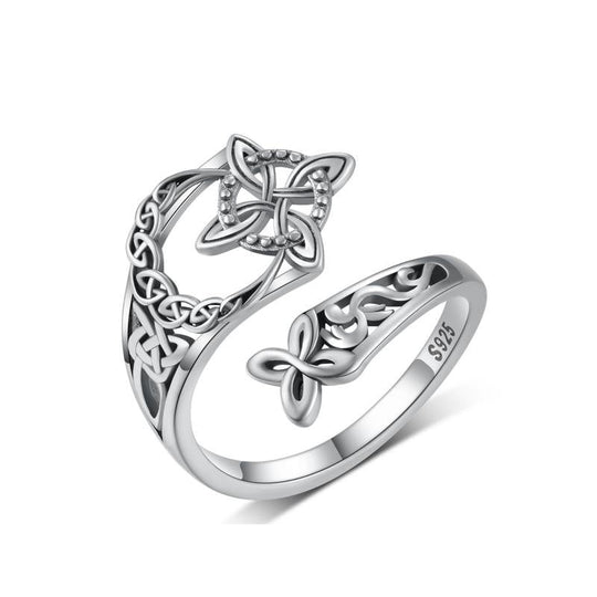 🔥Offener Ring aus keltischem Knoten aus 925er Sterlingsilber