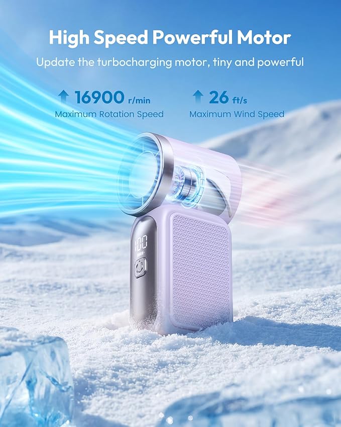 ❄️ Ventilatore portatile Turbo – 16900 giri/minuto, 6 velocità, display a LED