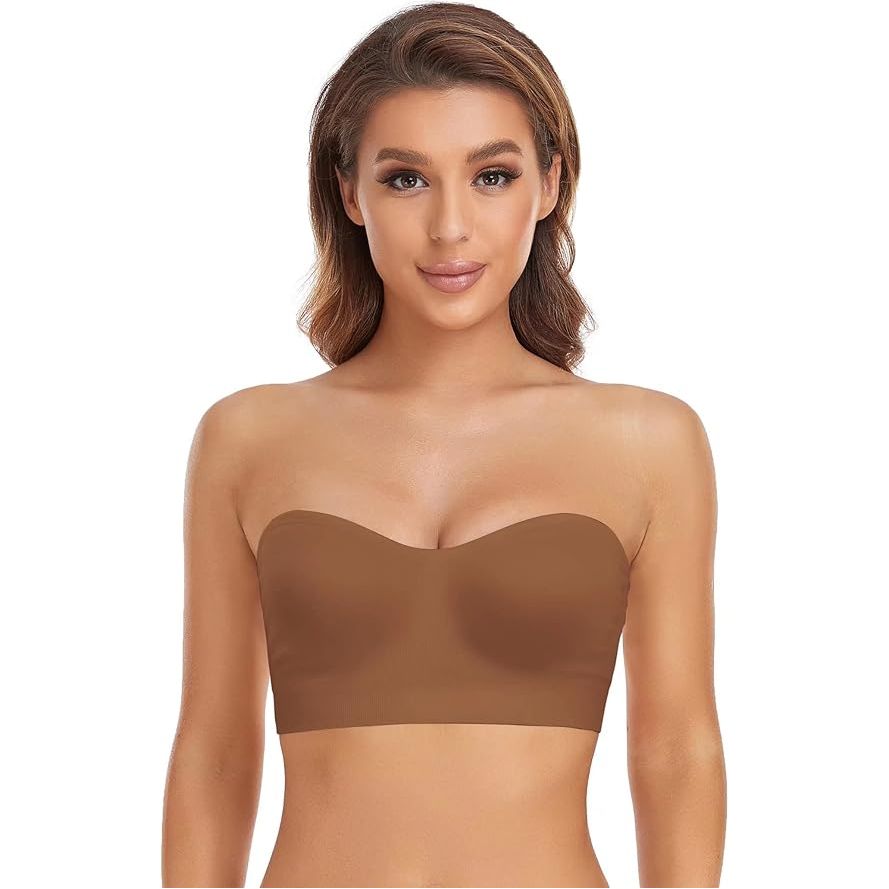 💟 BUY 1 GET 1 FREE🌷Lusait Strapless Bras for Women Non-Slip Silicone Padded Bandeau Bra Wireless Tube Top Bra DealsforYouDays summerwins