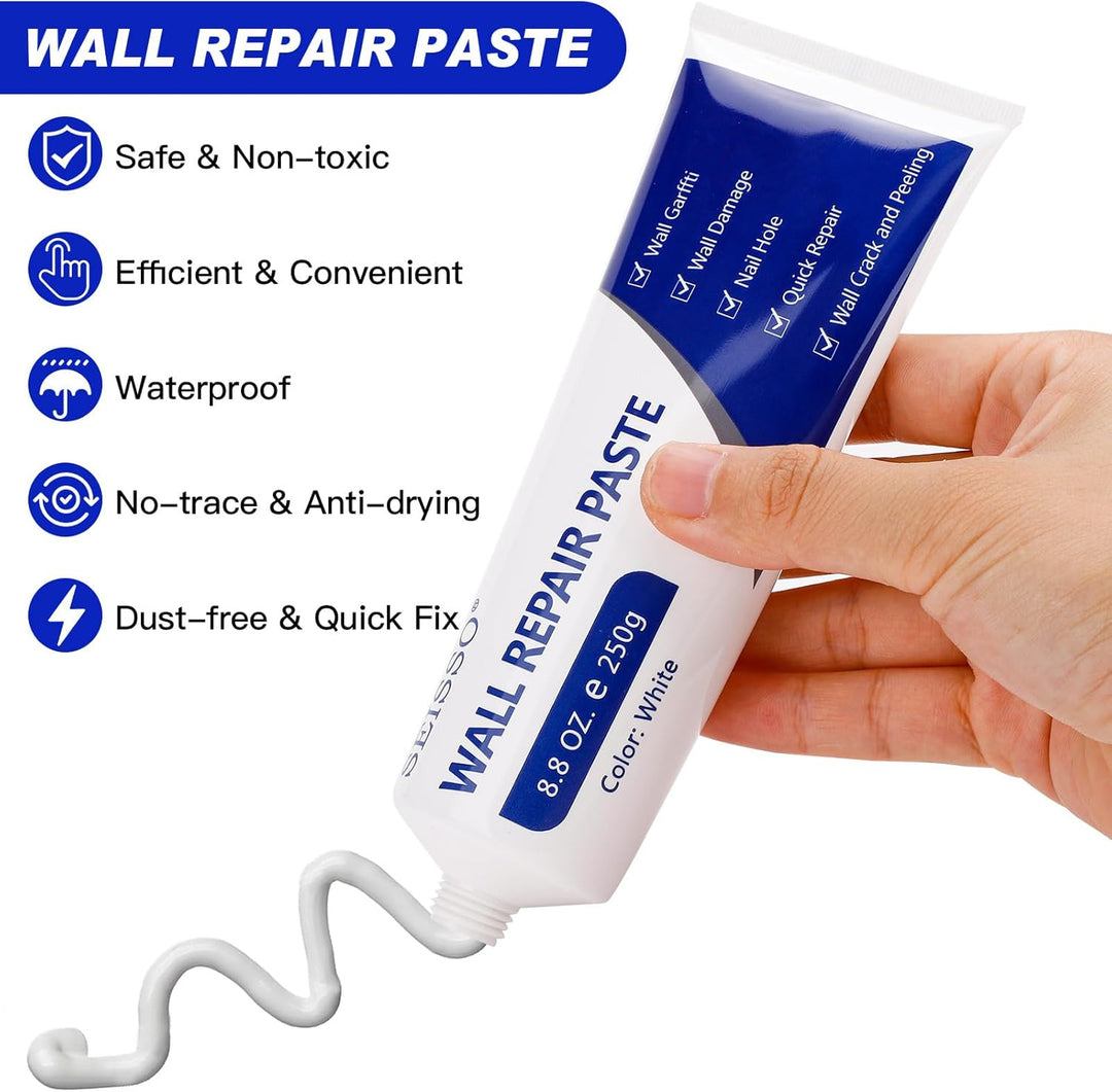 【Father's Day Gift】Drywall Patch Repair Kit with 250g Quick-Drying Wall Mending Agent, Multi-Functional Heavy-Duty Concrete Sealant, Waterproofing Adhesive Caulk, Self-Adhesive Paste