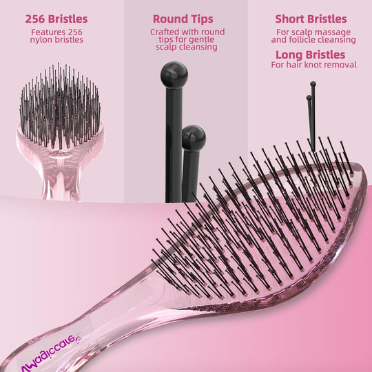 VMAGIC Detangling hajkefe fejbőr fésű női lányoknak, férfiaknak & fiúknak, nedves és száraz hajra, kétszintű fogak az erőfeszítés nélküli, hosszan tartó fogak eltávolításához