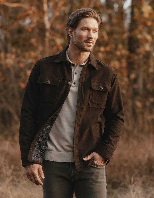 Flannel Lined Workwear Jacket in Navy Plaid