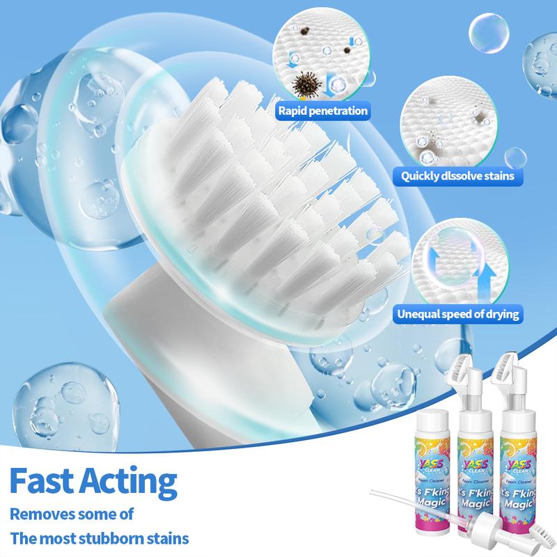 ⏳LAST DAY BUY 2 GET 1 FREE!!💖Yass Clean Magic Foam Cleaner for Carpets & Upholstery – Pet Stain & Odour Remover with Cleaning Brush🧼🪄