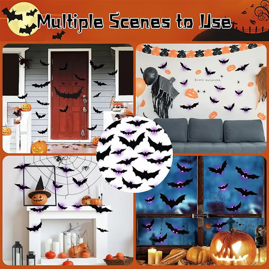 🎃PRE-VENDITA DI HALLOWEEN 50% DI SCONTO👻Pipistrelli illuminati 3D di Halloween🦇Design 3D ultra realistico per il massimo effetto spaventoso