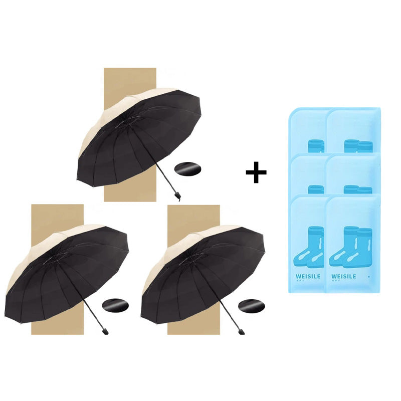 ⏳Aikarajoitettu 50%Alennus⏰12-ribinen suuri kokoontaitettava tuulenpitävä sateenvarjo🌂