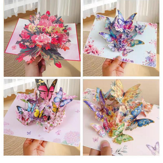 【Kreativ present】 3D Pop Up Butterfly Gratulationskort med kuvert, 2 Counts Creative Födelsedagskort, Uppskattningskort, Julhälsningskort, present till familjens vänner Lärare och fjärilsälskare