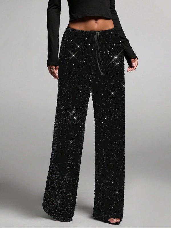 🎄Christmas Sale 50% OFF🔥Women's Sequin Sparkle Wide Leg Pants with Elastic Waistband