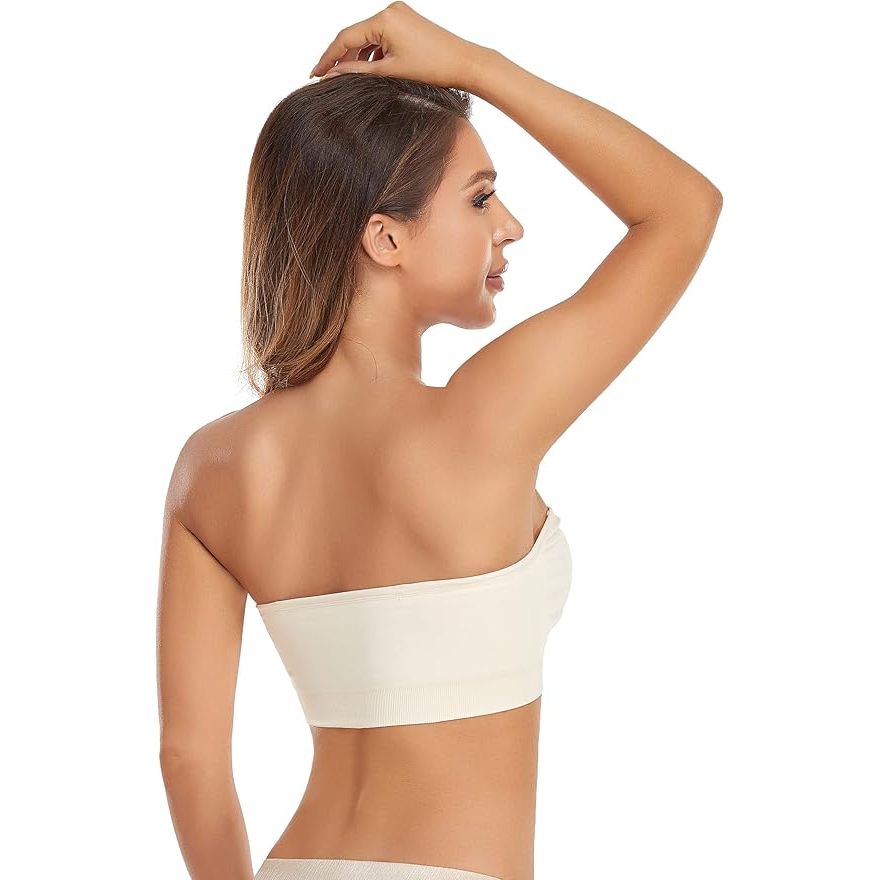 💟 BUY 1 GET 1 FREE🌷Lusait Strapless Bras for Women Non-Slip Silicone Padded Bandeau Bra Wireless Tube Top Bra DealsforYouDays summerwins