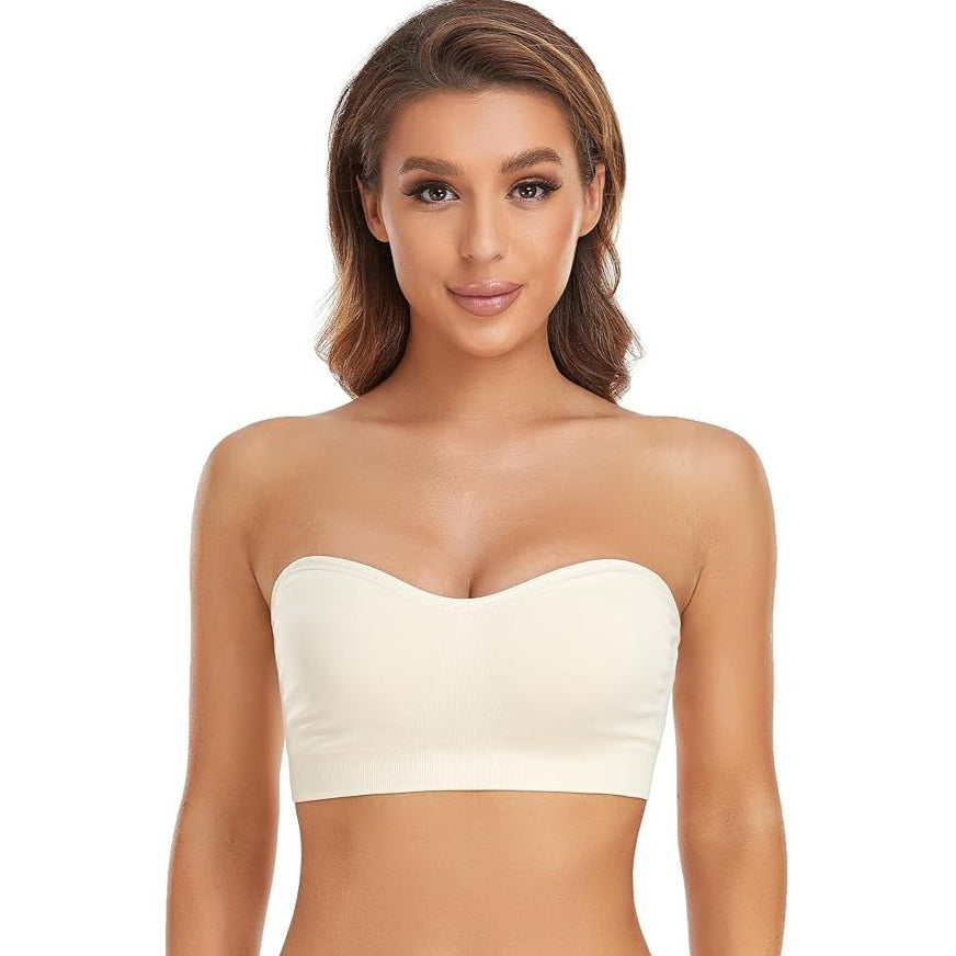 💟 BUY 1 GET 1 FREE🌷Lusait Strapless Bras for Women Non-Slip Silicone Padded Bandeau Bra Wireless Tube Top Bra DealsforYouDays summerwins