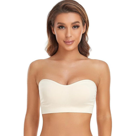 💟 BUY 1 GET 1 FREE🌷Lusait Strapless Bras for Women Non-Slip Silicone Padded Bandeau Bra Wireless Tube Top Bra DealsforYouDays summerwins