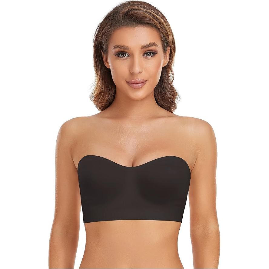 💟 BUY 1 GET 1 FREE🌷Lusait Strapless Bras for Women Non-Slip Silicone Padded Bandeau Bra Wireless Tube Top Bra DealsforYouDays summerwins