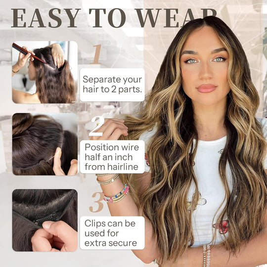 💖This Week's Hot Sales - 50% OFF🤩Women's Gradient Long Wavy Hair Wig, One-Piece with Adjustable Fit