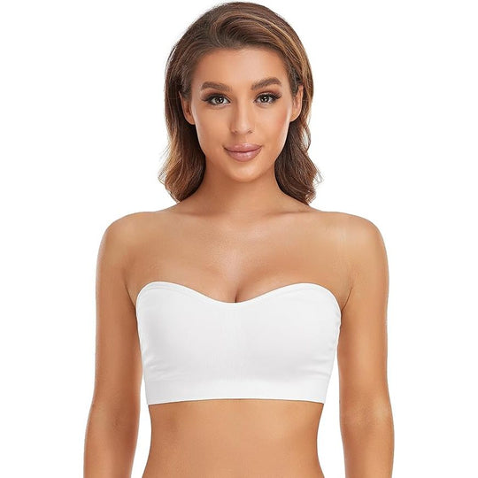💟 BUY 1 GET 1 FREE🌷Lusait Strapless Bras for Women Non-Slip Silicone Padded Bandeau Bra Wireless Tube Top Bra DealsforYouDays summerwins