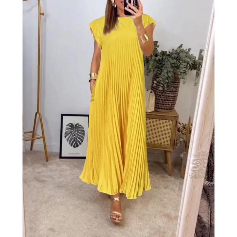 🌸Seasonal Sale-49%OFF👗Sleeveless pleated simple solid color dress