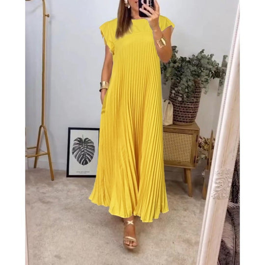 🌸Seasonal Sale-49%OFF👗Sleeveless pleated simple solid color dress