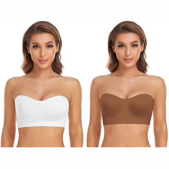 💟 BUY 1 GET 1 FREE🌷Lusait Strapless Bras for Women Non-Slip Silicone Padded Bandeau Bra Wireless Tube Top Bra DealsforYouDays summerwins