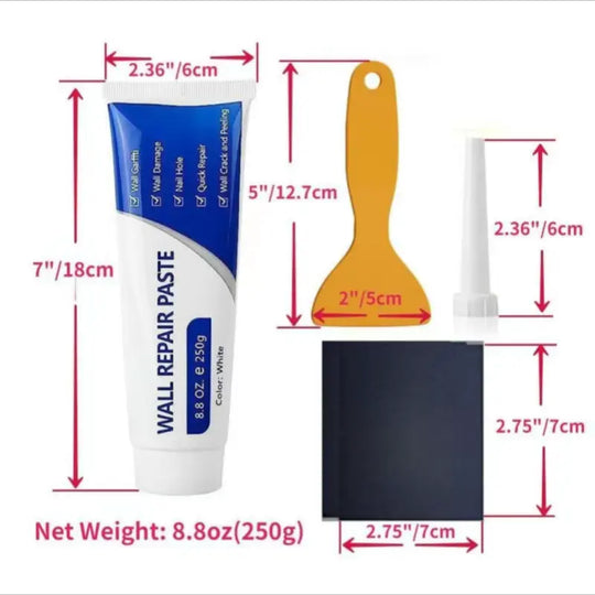 【Father's Day Gift】Drywall Patch Repair Kit with 250g Quick-Drying Wall Mending Agent, Multi-Functional Heavy-Duty Concrete Sealant, Waterproofing Adhesive Caulk, Self-Adhesive Paste