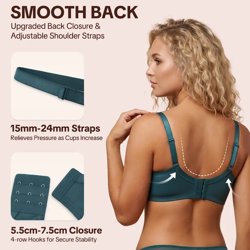 💜Enchante Blomsterblonder Plus Size Bøjle-BH Uforet Upolstret Minimizer Fulddækkende BH Dametøj Komfortabel Åndbar Mesh-Skål