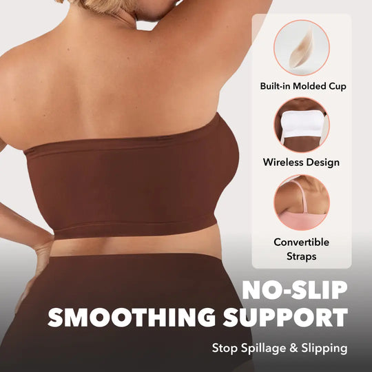 Shapermint Truekind Convertible Strapless Bandeau Bra with Wireless Comfort, Anti-Slip Grip & Removable Straps Fit Outfits