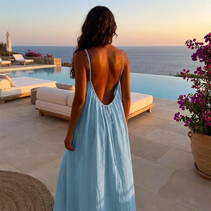 💃LAATSTE DAG UITVERKOOP 50% KORTING!!✨Damesjurk in effen kleur, elegante mouwloze lange jurk voor de zomer, damesnachtkleding voor binnenshuis.💕