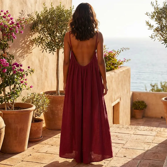 💃LAATSTE DAG UITVERKOOP 50% KORTING!!✨Damesjurk in effen kleur, elegante mouwloze lange jurk voor de zomer, damesnachtkleding voor binnenshuis.💕