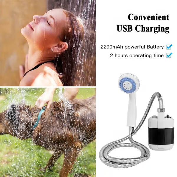 Doccia portatile per il campeggio con pompa dell'acqua