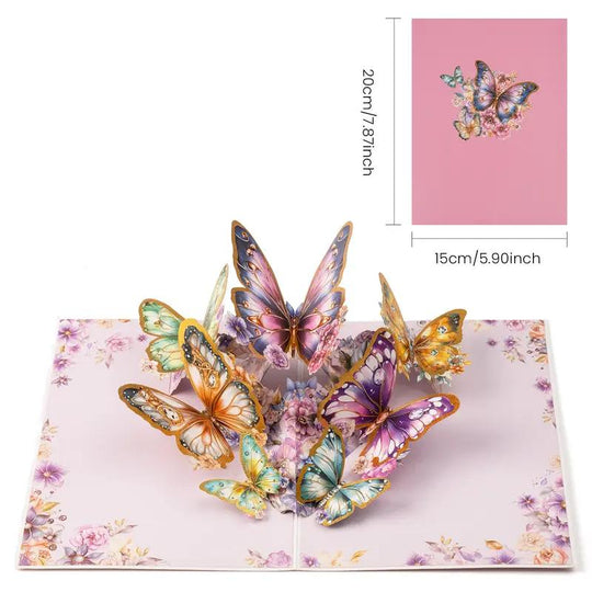 【Kreativ present】 3D Pop Up Butterfly Gratulationskort med kuvert, 2 Counts Creative Födelsedagskort, Uppskattningskort, Julhälsningskort, present till familjens vänner Lärare och fjärilsälskare
