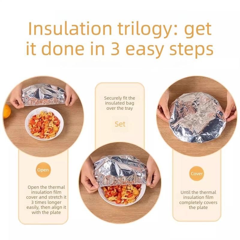 🥡🍲 Aluminum Foil Heat-Retaining Cover – Locks heat for hours, microwave safe. Reusable, eco-friendly. Keep every meal hot! ♻️✨
