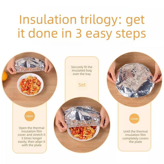 🥡🍲 Aluminum Foil Heat-Retaining Cover – Locks heat for hours, microwave safe. Reusable, eco-friendly. Keep every meal hot! ♻️✨