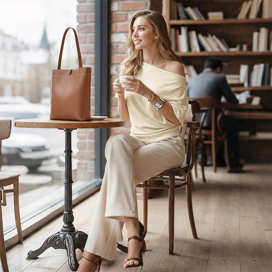 ⏳Limited-time 49% off⏰Women's Asymmetrical Off-Shoulder Batwing Sleeve Top👚