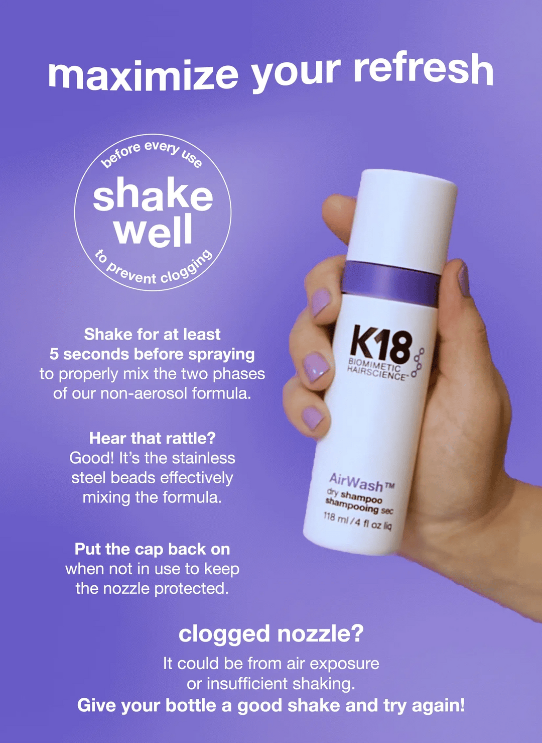 AirWash™ dry shampoo