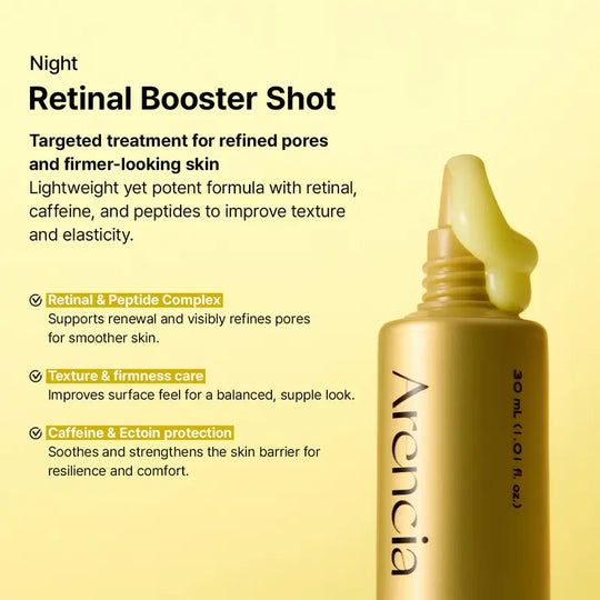 [Oficial de Arencia] Dúo de renovación de la piel Booster Shot - Vitamina C & Retinal para iluminar el día y la noche, minimizar los poros, hidratar y desvanecer las manchas oscuras | 1.01 onzas líquidas + 1.01 onzas líquidas
