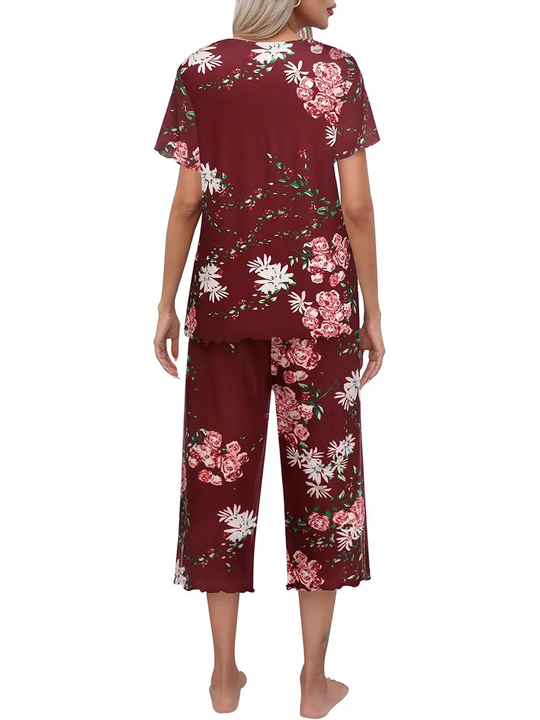 🎉Saldi eccezionali 50% di sconto⏳Completo da notte con top e pantaloni stampati da donna