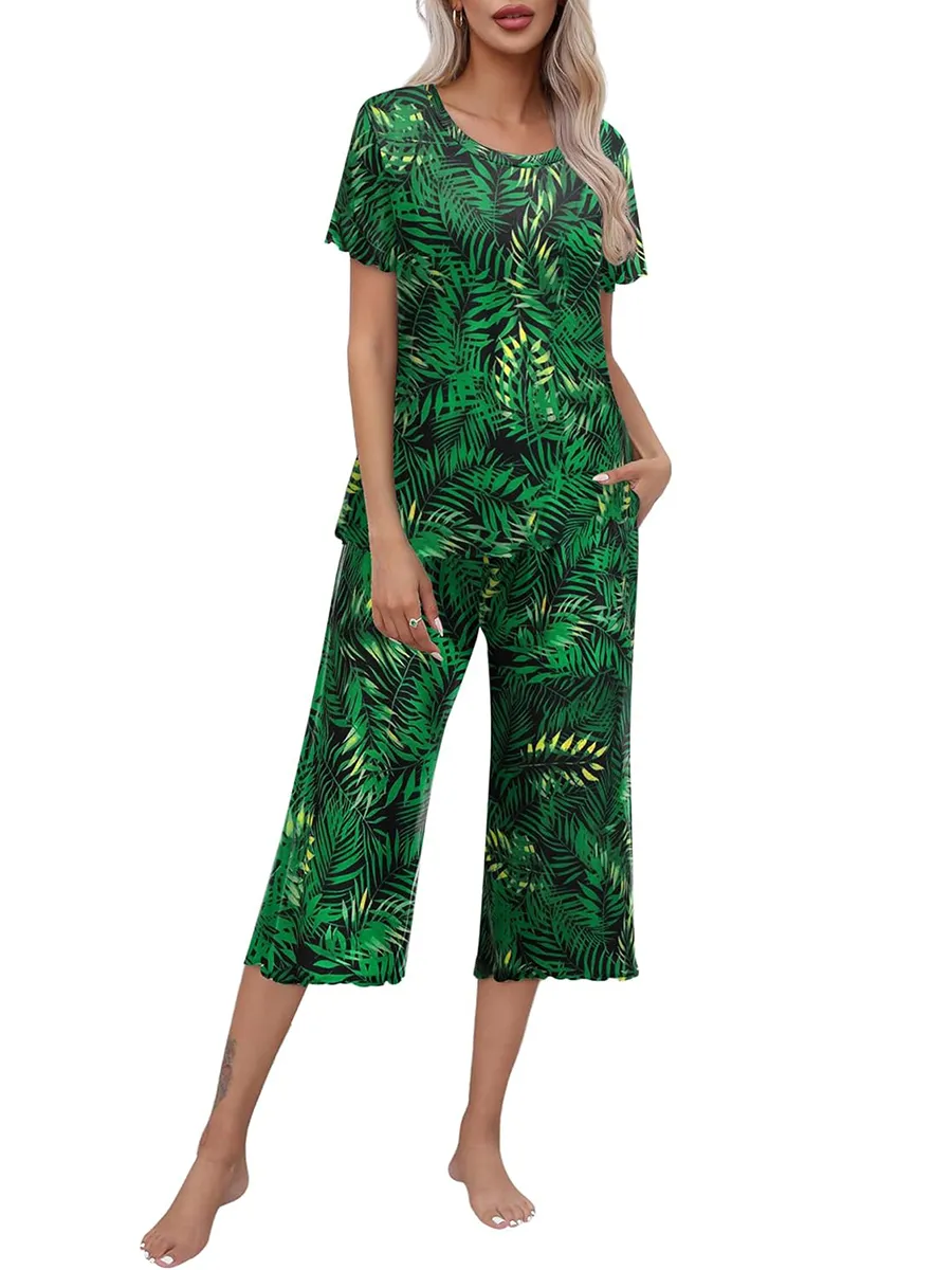 🎉Saldi eccezionali 50% di sconto⏳Completo da notte con top e pantaloni stampati da donna