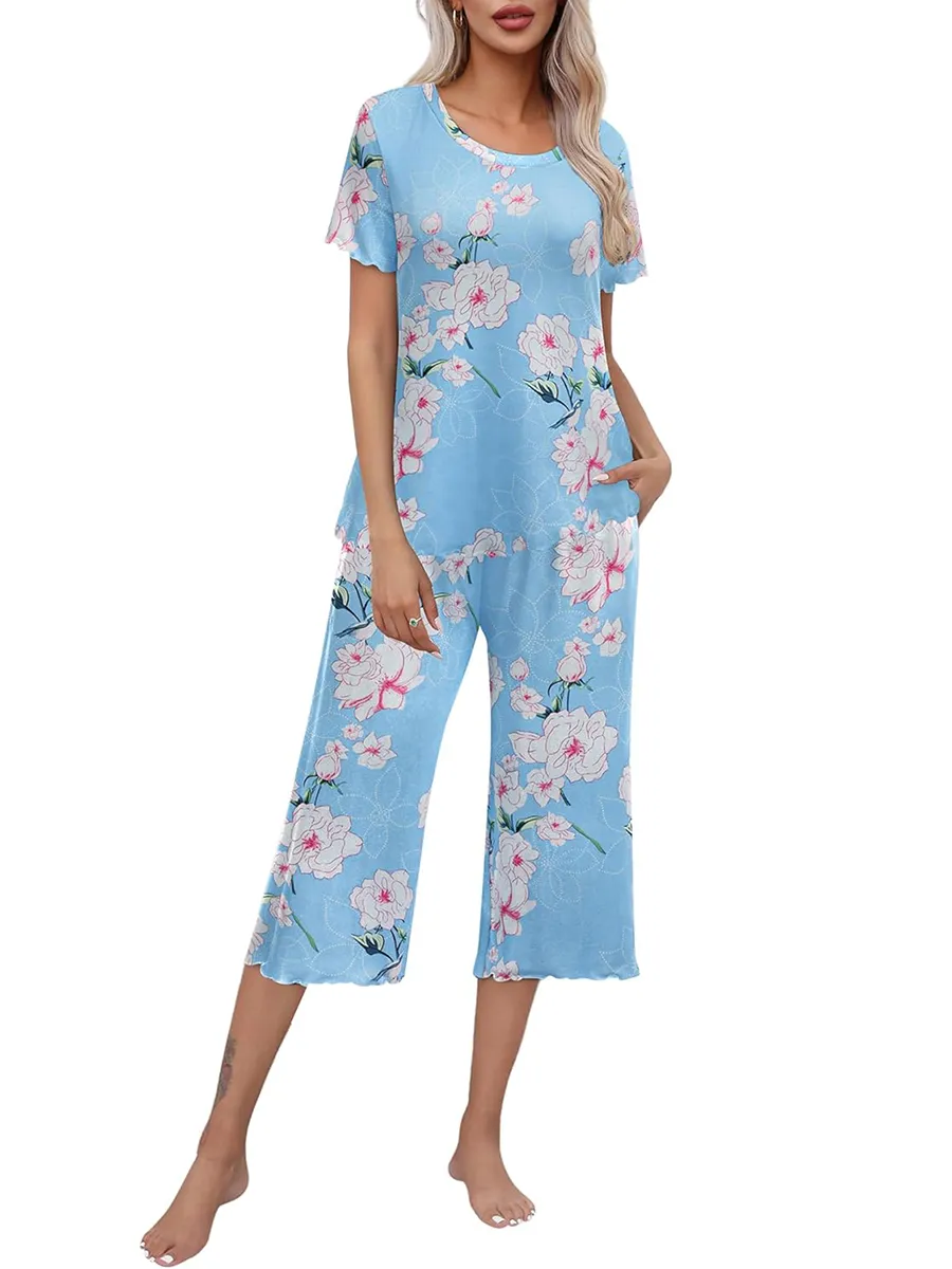 🎉Saldi eccezionali 50% di sconto⏳Completo da notte con top e pantaloni stampati da donna