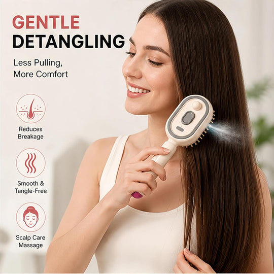 ⚽️🏆️World Cup Sale:30% OFF🎉70K+ SOLD! 🥳Electric Spray Air Cushion Massage Comb – Self-Cleaning Anti-Tangle Anti-Static Hair Brush | Scalp Massage & Volumizing Brush for Frizzy, Dry Hair Care
