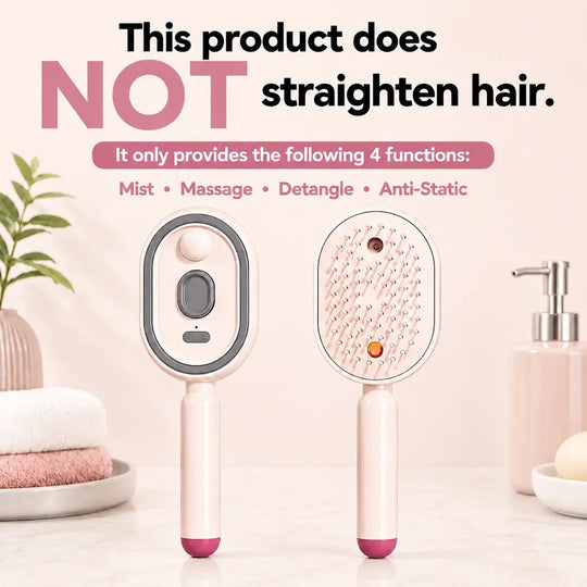 Electric Spray Air Cushion Massage Comb – Self-Cleaning Anti-Tangle Anti-Static Hair Brush | Scalp Massage & Volumizing Brush for Frizzy, Dry Hair Care (No Oil Included)