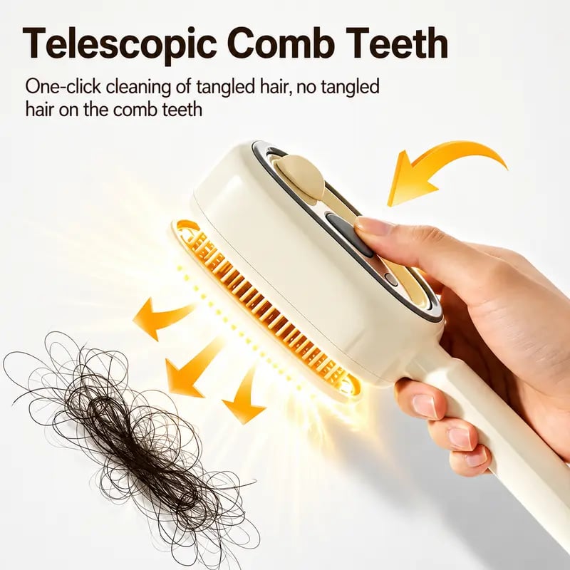 Electric Spray Air Cushion Massage Comb – Self-Cleaning Anti-Tangle Anti-Static Hair Brush | Scalp Massage & Volumizing Brush for Frizzy, Dry Hair Care (No Oil Included)