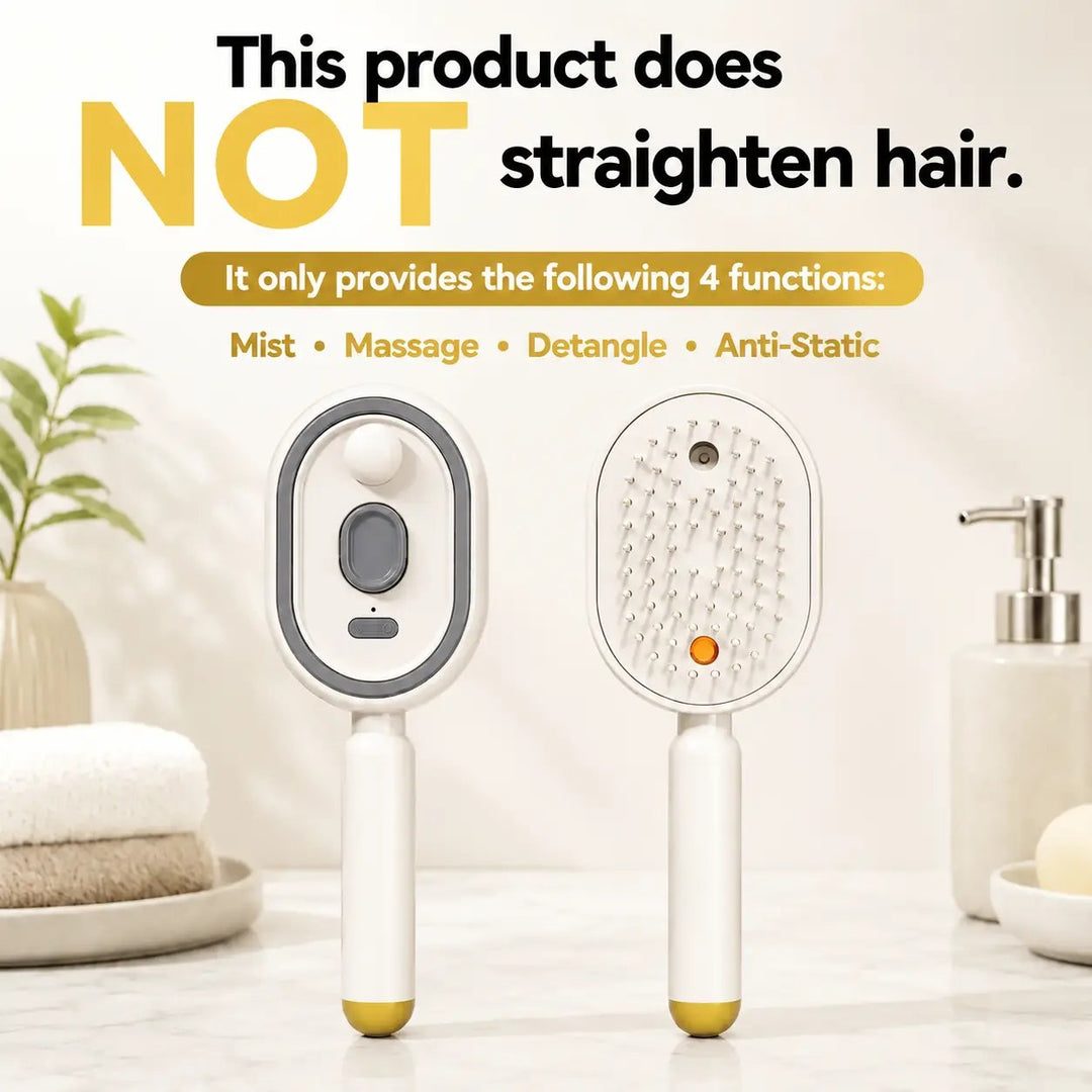 Electric Spray Air Cushion Massage Comb – Self-Cleaning Anti-Tangle Anti-Static Hair Brush | Scalp Massage & Volumizing Brush for Frizzy, Dry Hair Care (No Oil Included)