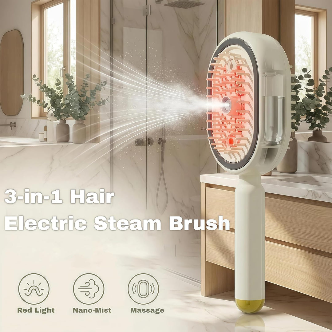 Electric Spray Air Cushion Massage Comb – Self-Cleaning Anti-Tangle Anti-Static Hair Brush | Scalp Massage & Volumizing Brush for Frizzy, Dry Hair Care (No Oil Included)