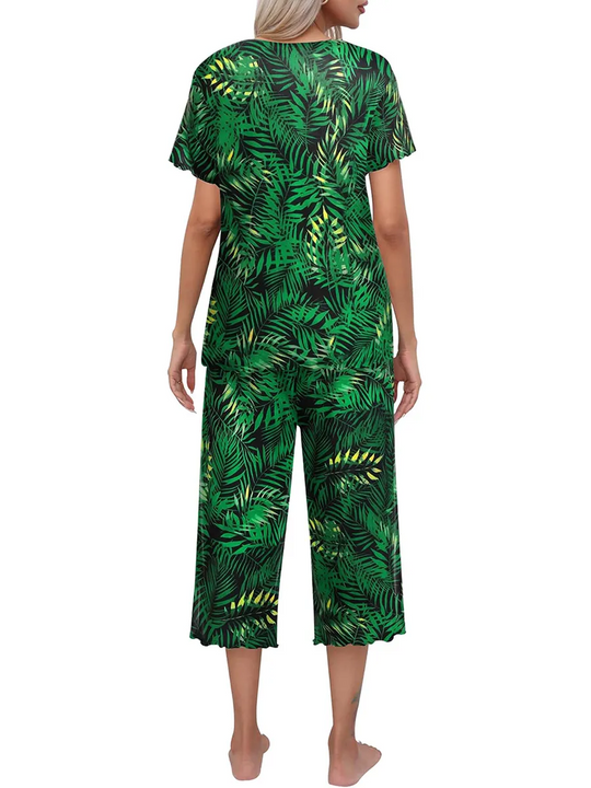🎉Saldi eccezionali 50% di sconto⏳Completo da notte con top e pantaloni stampati da donna