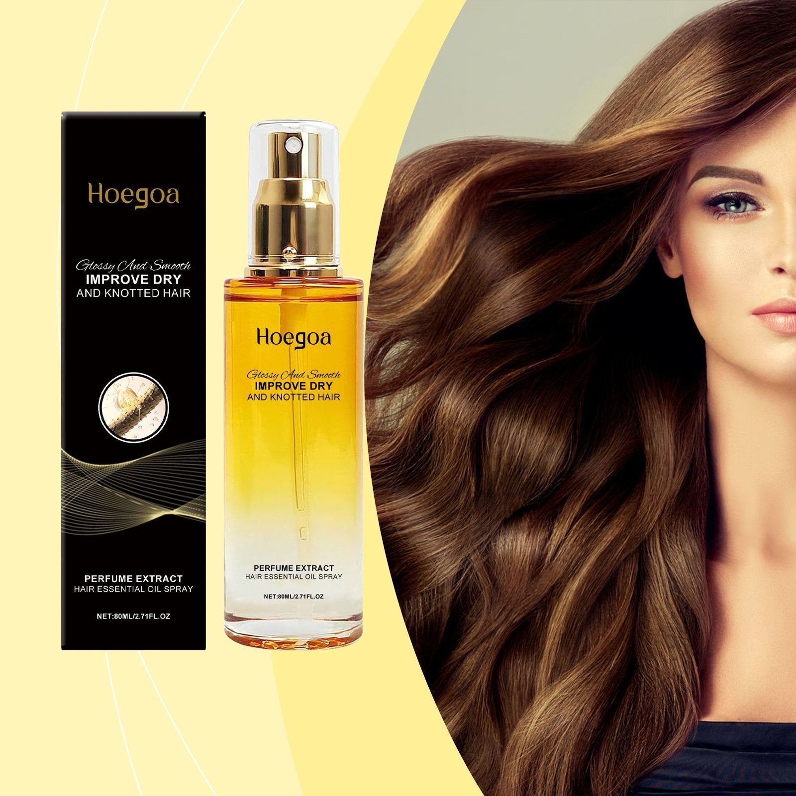 Hoegoa 80ml vårdande oljespray för hårbotten & Hårstärkande leave-in balsam lugnande schampo rengöring