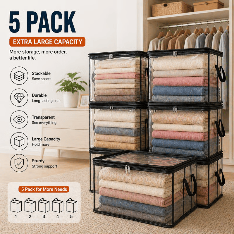 🎁 📦Large Heavy-Duty Thick Plastic Clear Storage Bag for Clothes, Moving & Storage