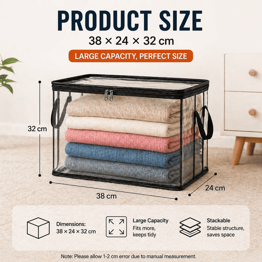 🎁 📦Large Heavy-Duty Thick Plastic Clear Storage Bag for Clothes, Moving & Storage