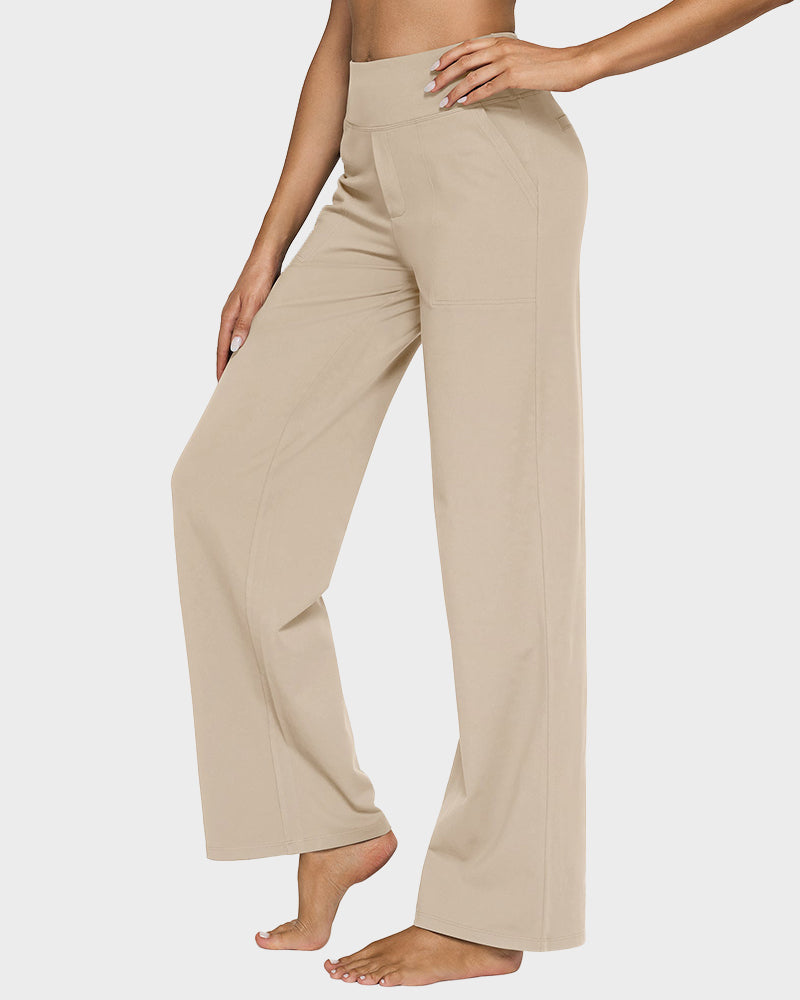 Loose High-Waist Business Casual Pants Yoga Pants Women Wide Leg Pants with Pockets Comfortable Athletic Sweatpants Outdoorfun