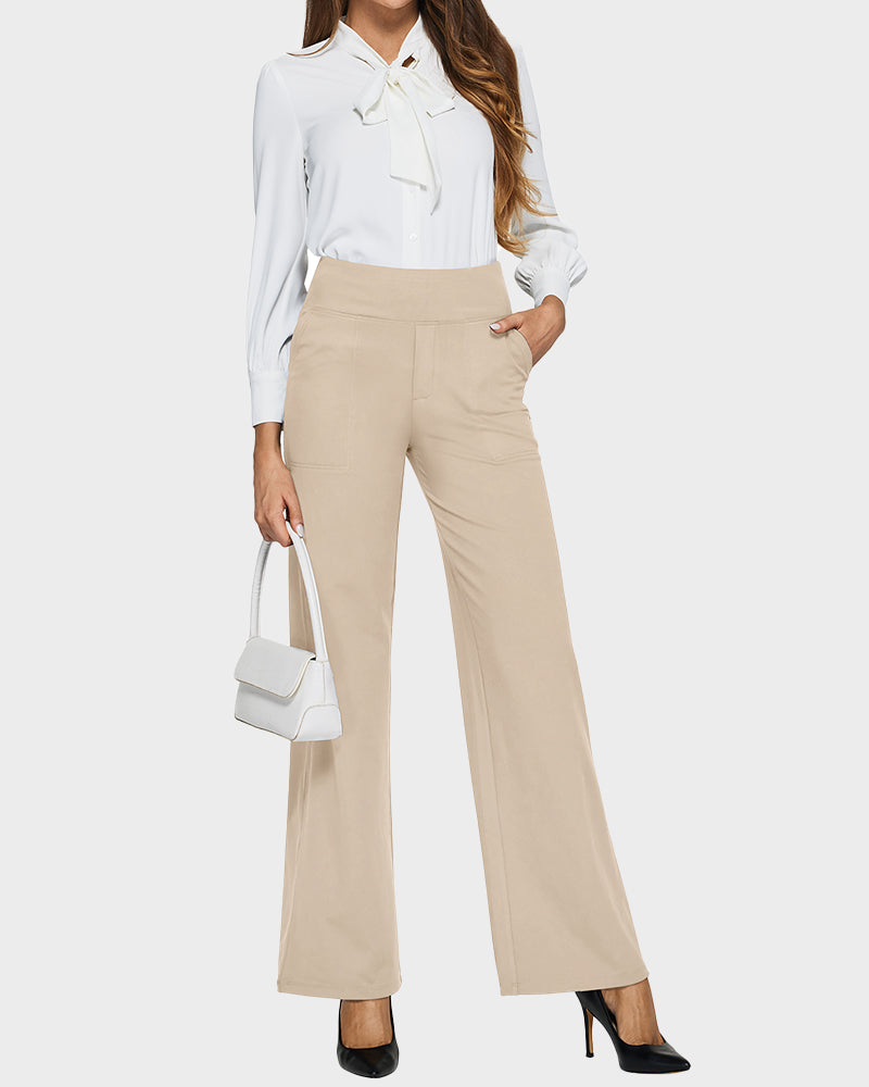 Loose High-Waist Business Casual Pants Yoga Pants Women Wide Leg Pants with Pockets Comfortable Athletic Sweatpants Outdoorfun