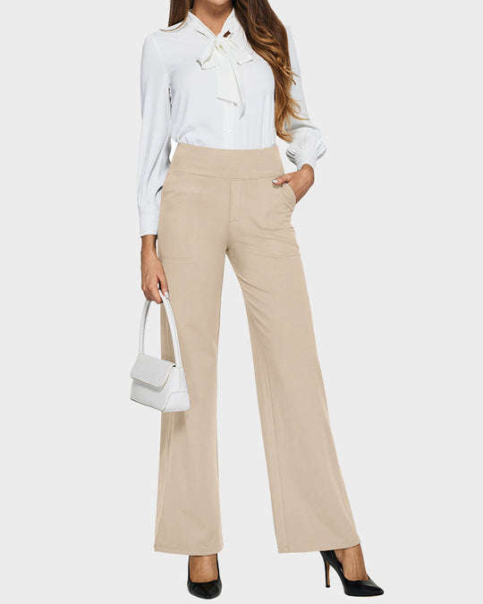 Loose High-Waist Business Casual Pants Yoga Pants Women Wide Leg Pants with Pockets Comfortable Athletic Sweatpants Outdoorfun