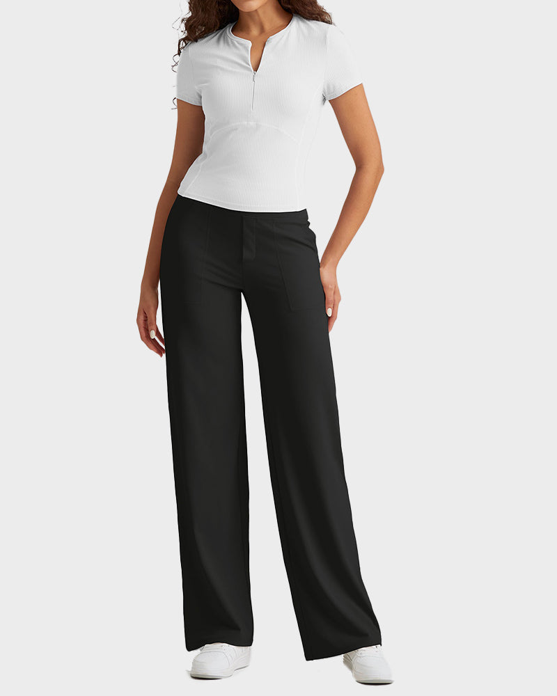Loose High-Waist Business Casual Pants Yoga Pants Women Wide Leg Pants with Pockets Comfortable Athletic Sweatpants Outdoorfun