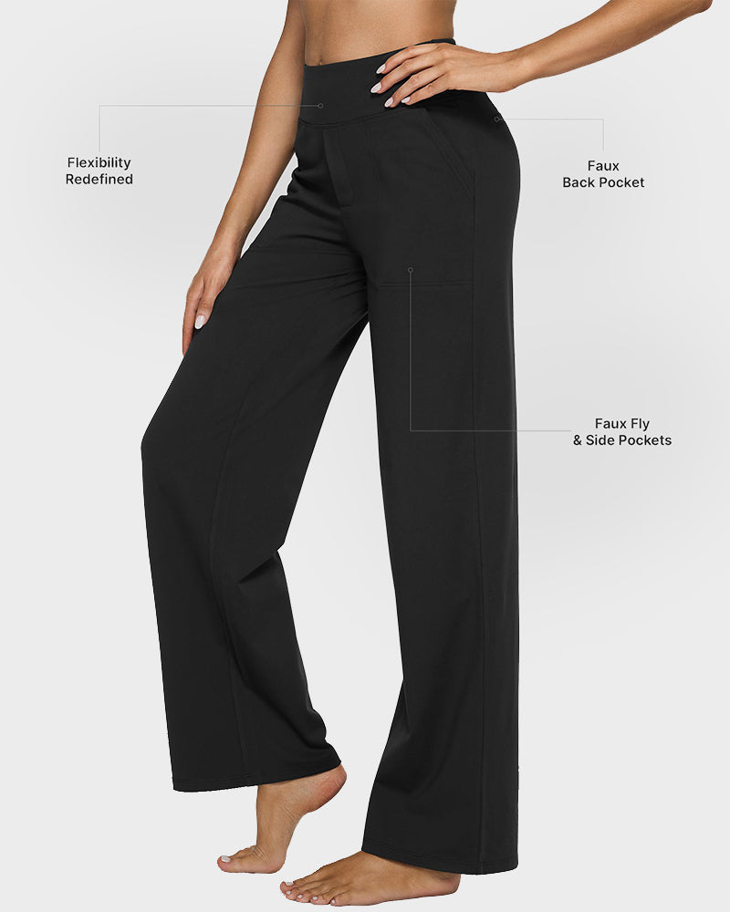Loose High-Waist Business Casual Pants Yoga Pants Women Wide Leg Pants with Pockets Comfortable Athletic Sweatpants Outdoorfun